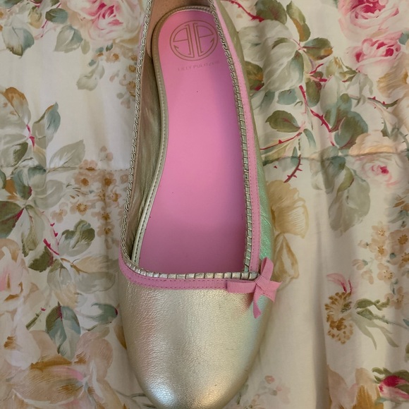 Lilly Pulitzer Via Palm Beach Gold Ballet Flats Size 9.5 - Picture 2 of 5